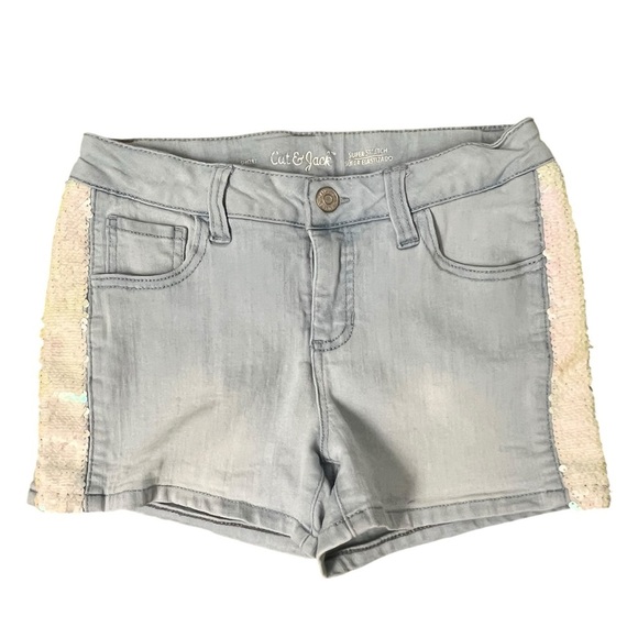 Cat & Jack Denim Shorts with Sequin Trim - Picture 1 of 9